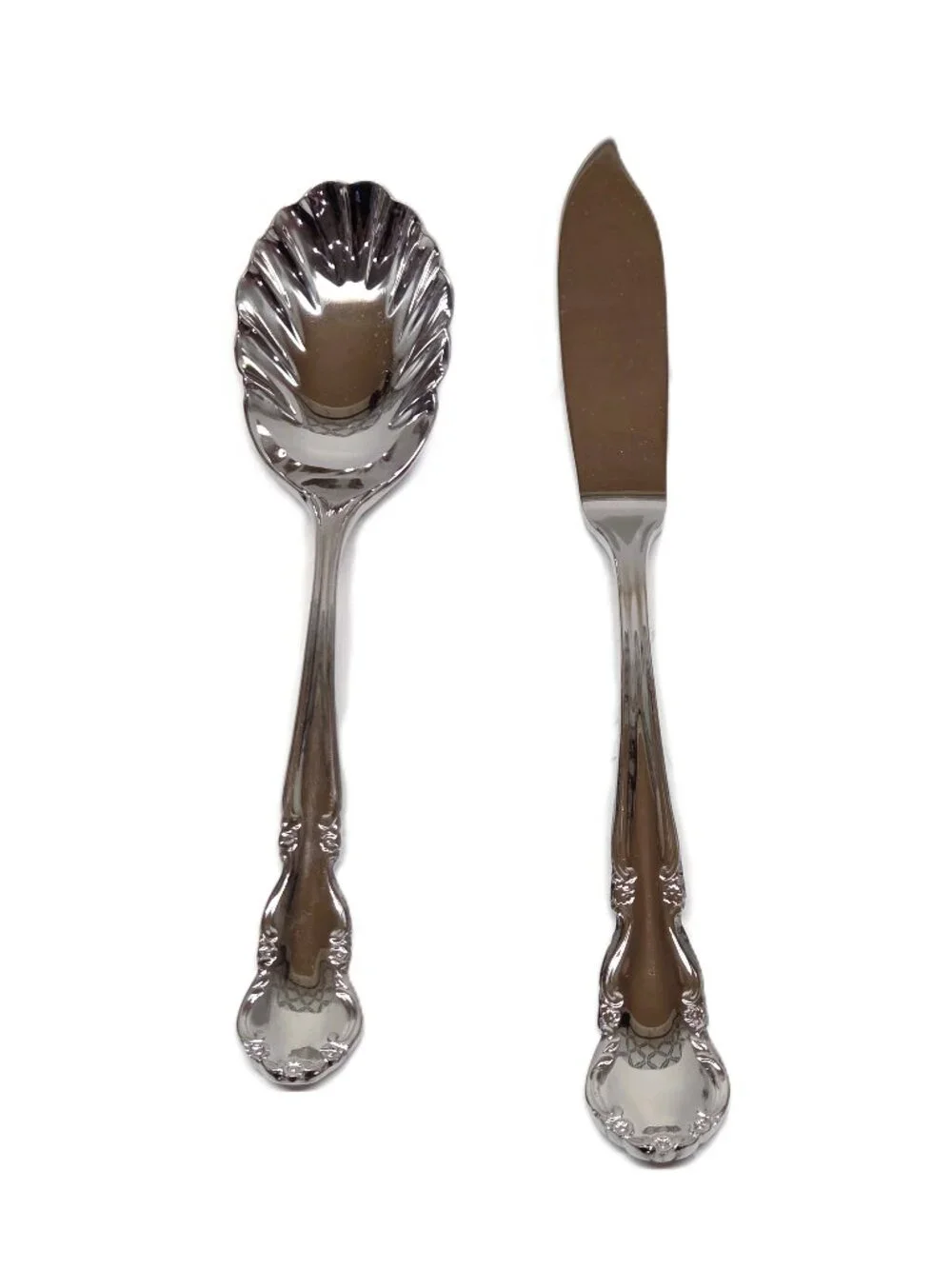 Reed & Barton Dickenson 18/8 Sugar Shell Spoon Master Butter Knife Lot w/Box